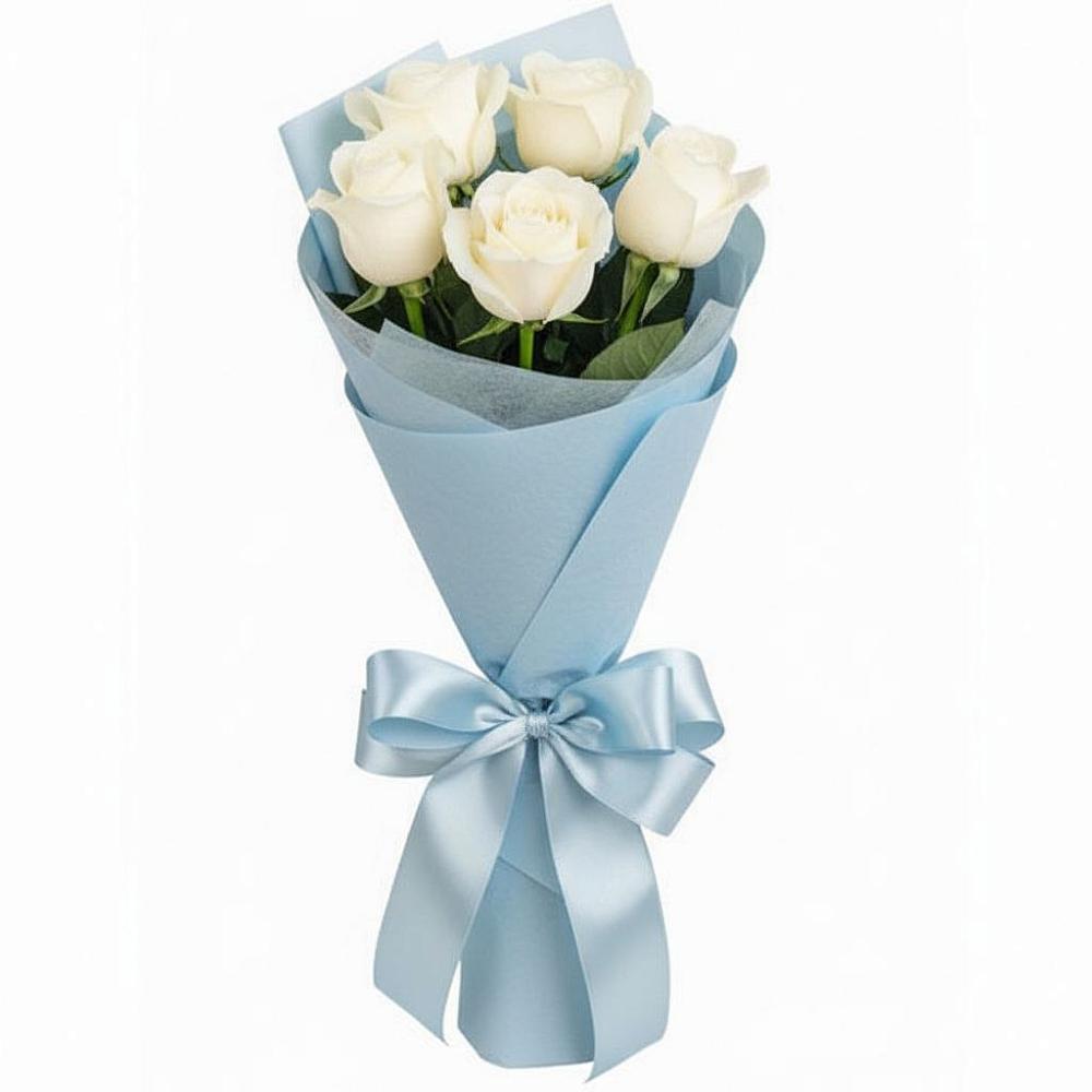 Букет 5 Белых роз Проуд в Дылыме