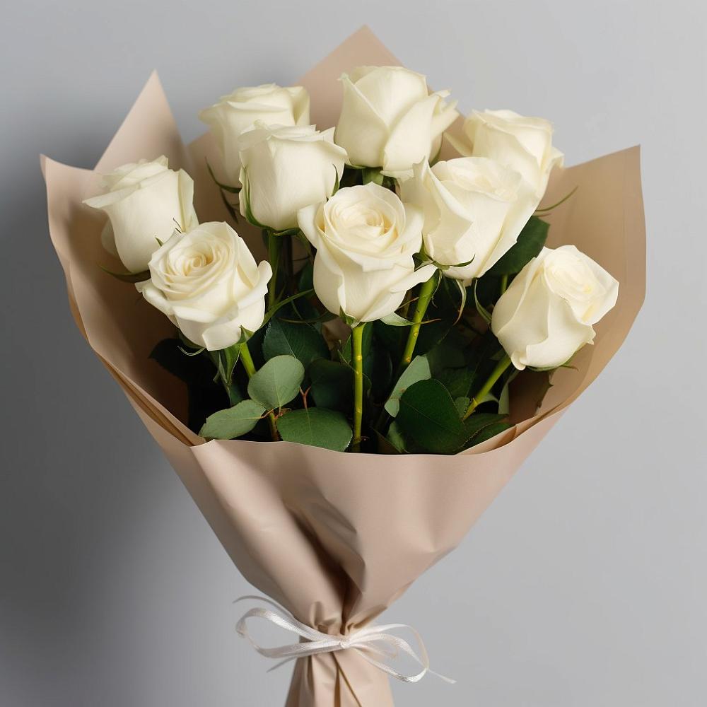 Букет 9 Белых роз Эдлесс Лав в Дылыме