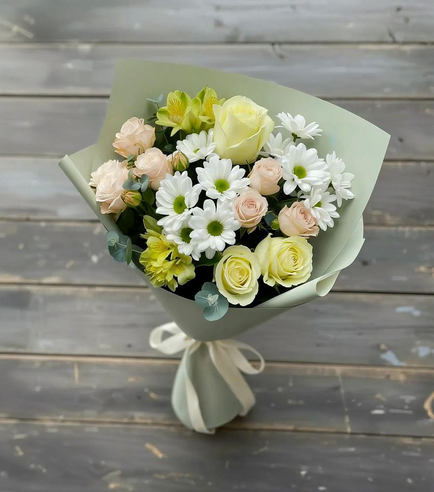 Букет цветов из: Альстромерии, Розы и Хризантемы в Дылыме