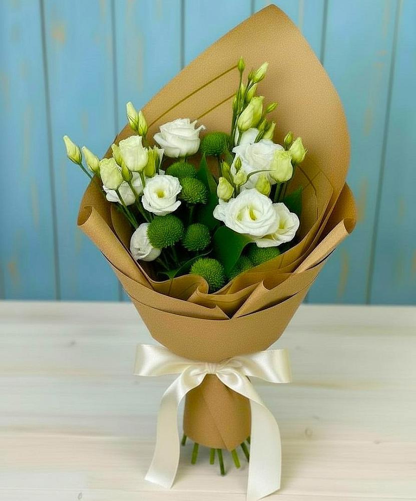 Букет цветов из: Хризантемы и Лизиантусы в Дылыме