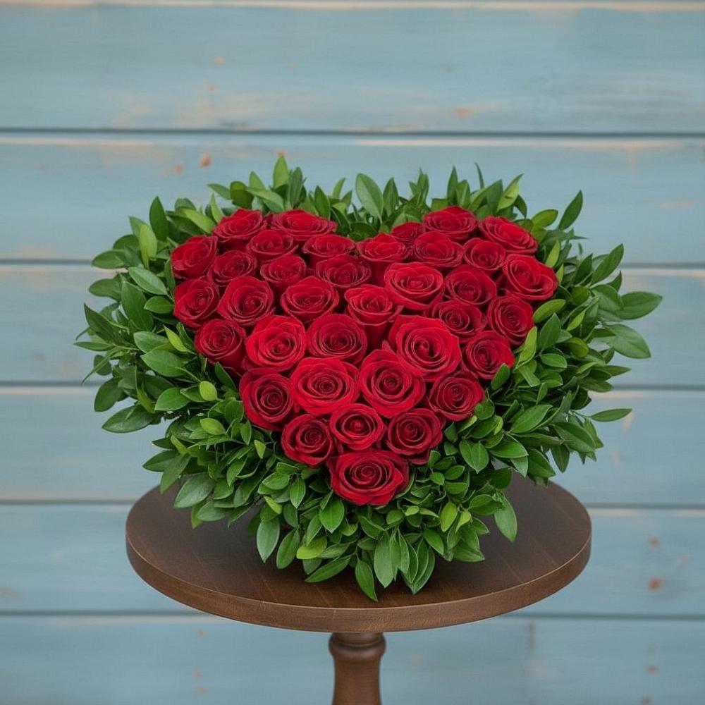 Цветочная композиция из Розы в виде сердца в Дылыме