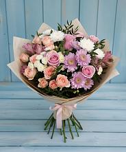 Букет цветов из:  Хризантемы, Розы и Альстромерии #REPLACE_PRED# Дылыме