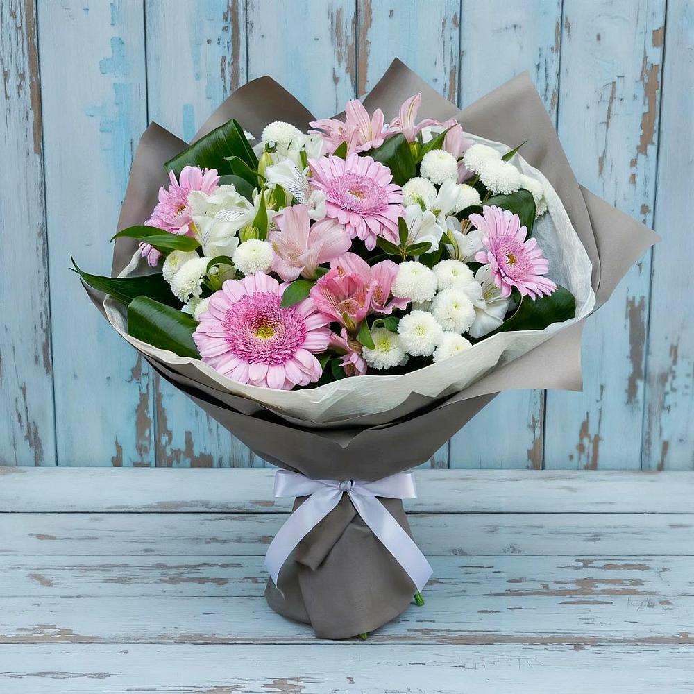 Букет цветов из: Герберы, Альстромерии и Хризантемы в Дылыме