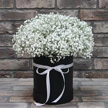 Цветочная композиция из Гипсофила в шляпной коробке в Дылыме