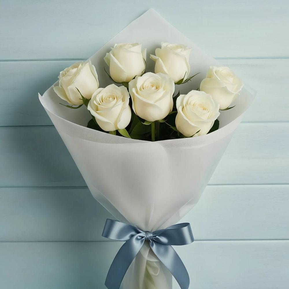 Букет 7 Белых роз Эдлесс Лав в Дылыме